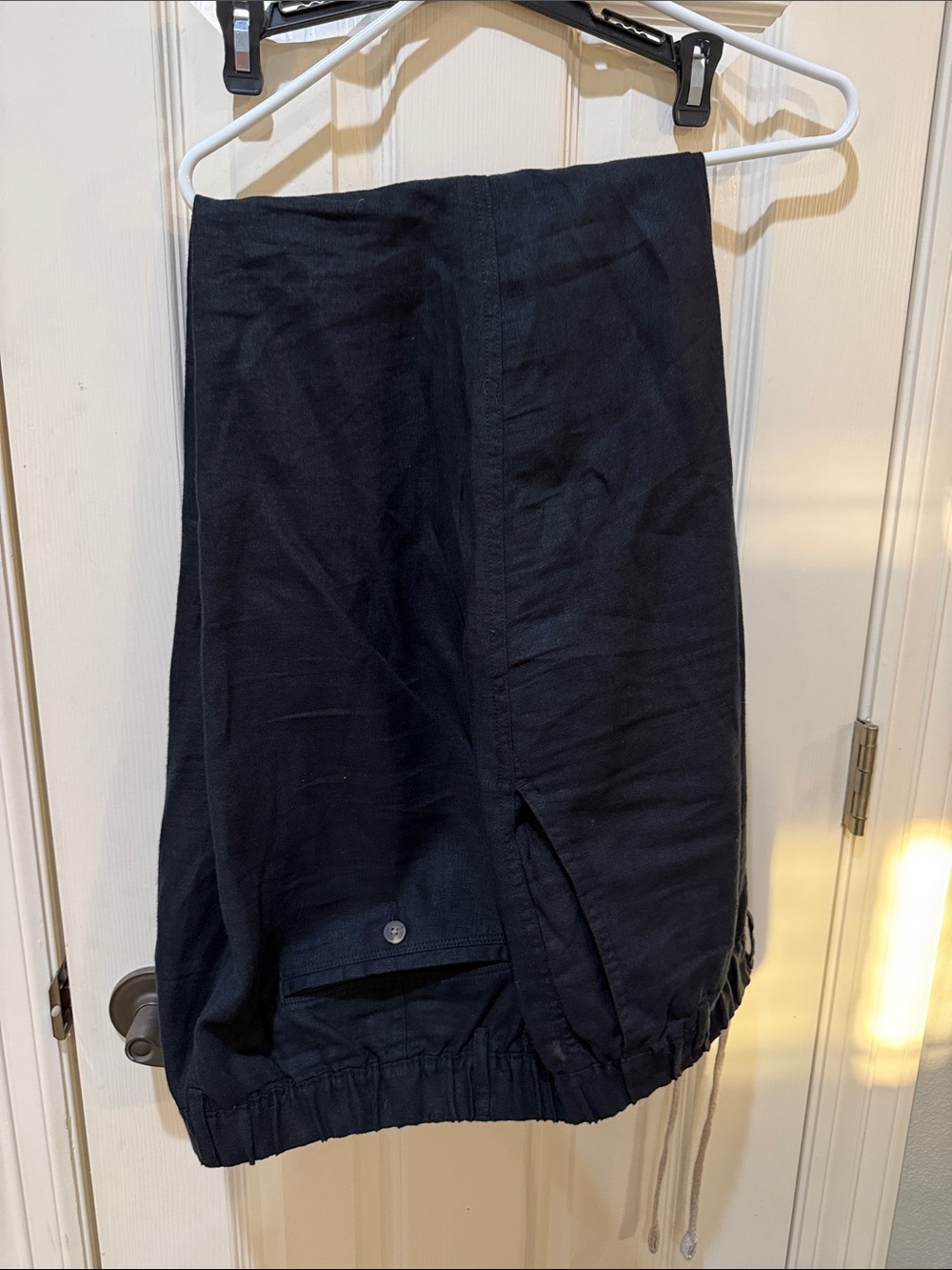 Caribbean Black Drawstring Chinos linen